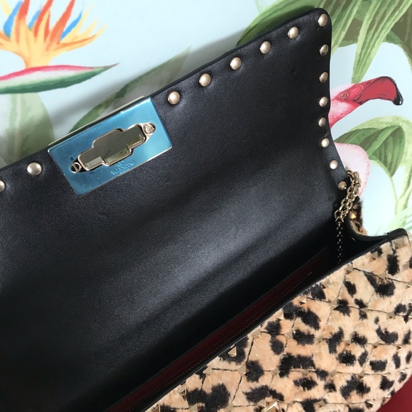 Valentino Rockstud Leopard Print Pony Hair Purse - Picture 3 of 4
